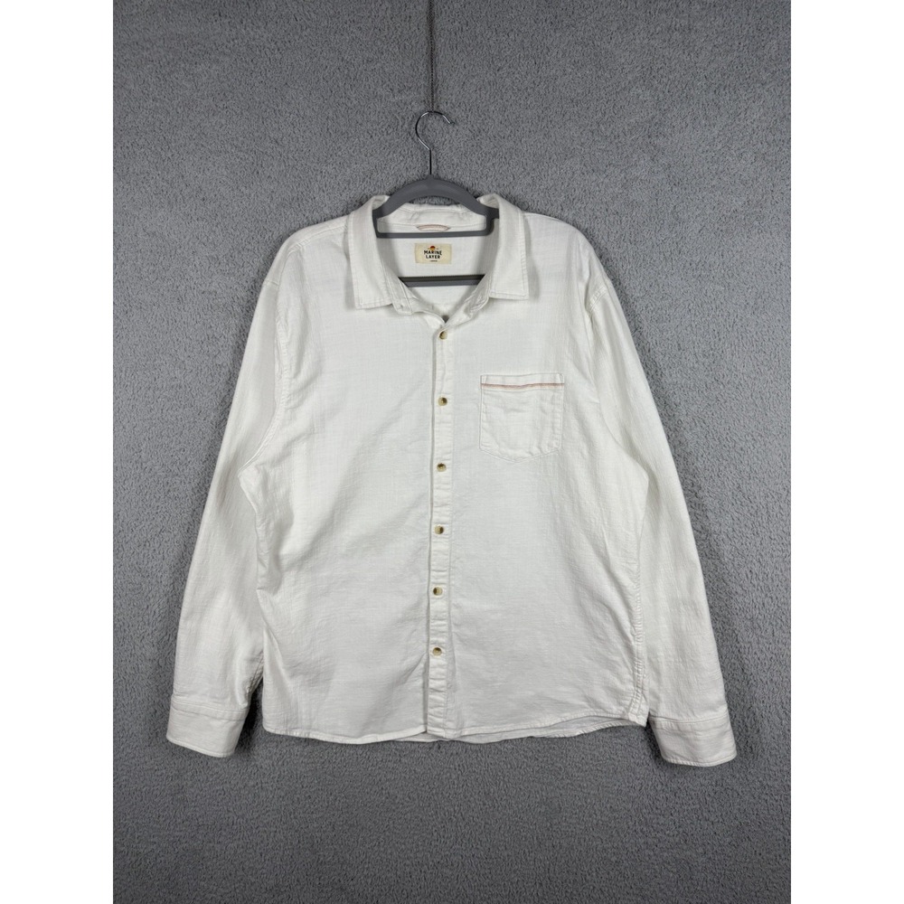 Marine Layer Stretch Selvage Long Sleeve Shirt Mens Size L White